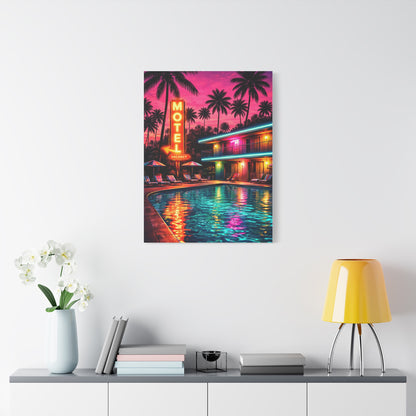 Surreal Pop-Art Motel Night Scene Wall Art & Canvas Print