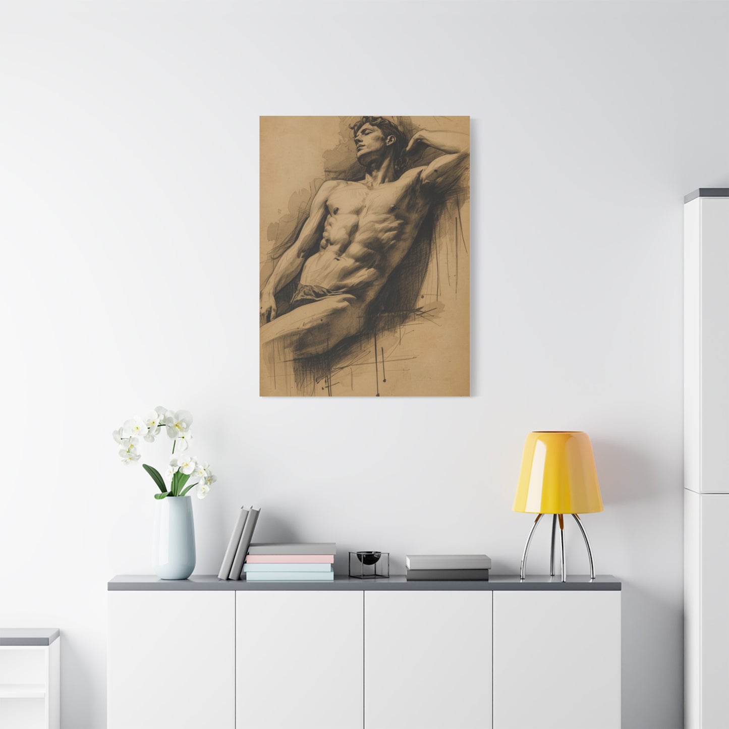 Charcoal Expression Male Study Wall Art & Canvas Print