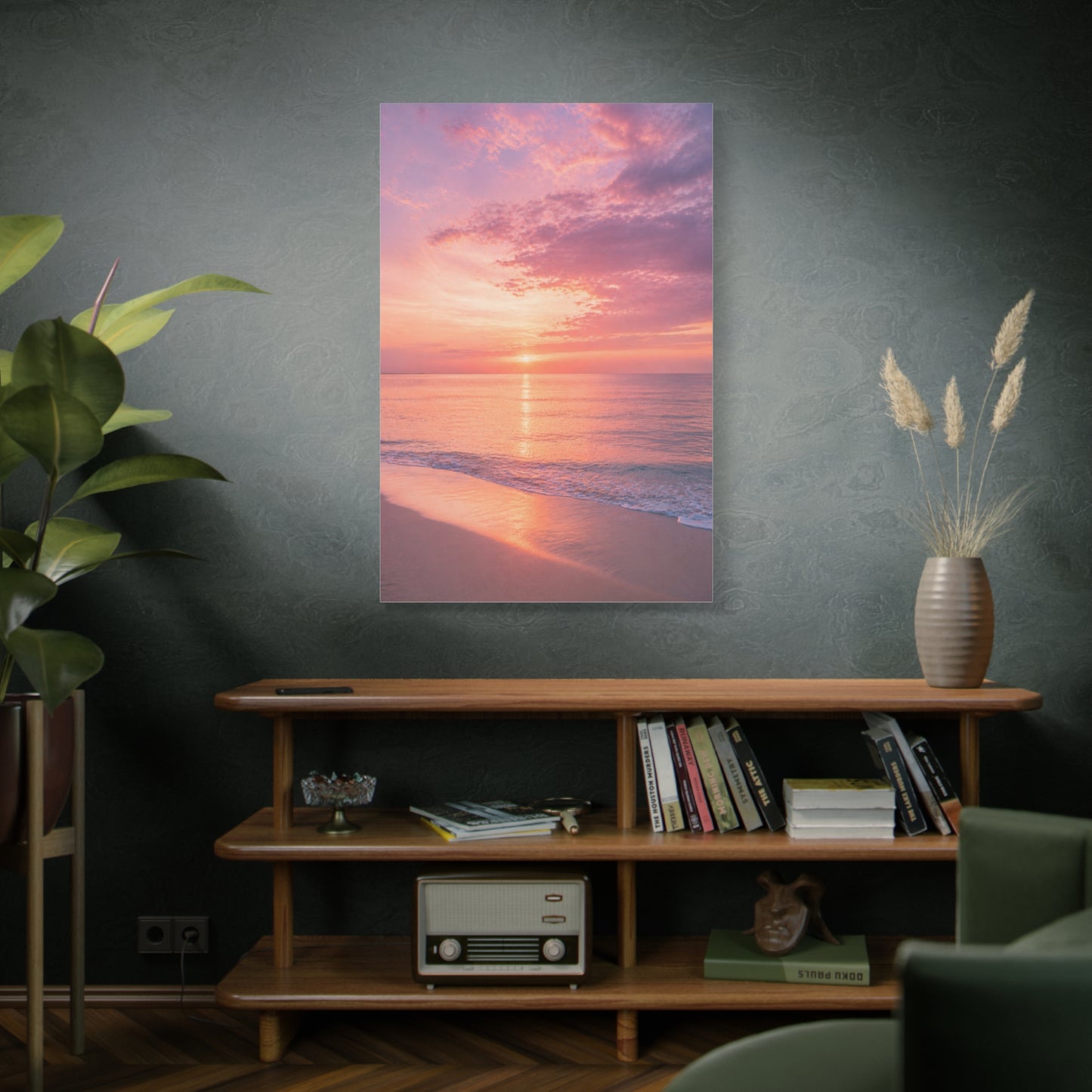 Blush Coastal Sunset Horizon Wall Art & Canvas Print