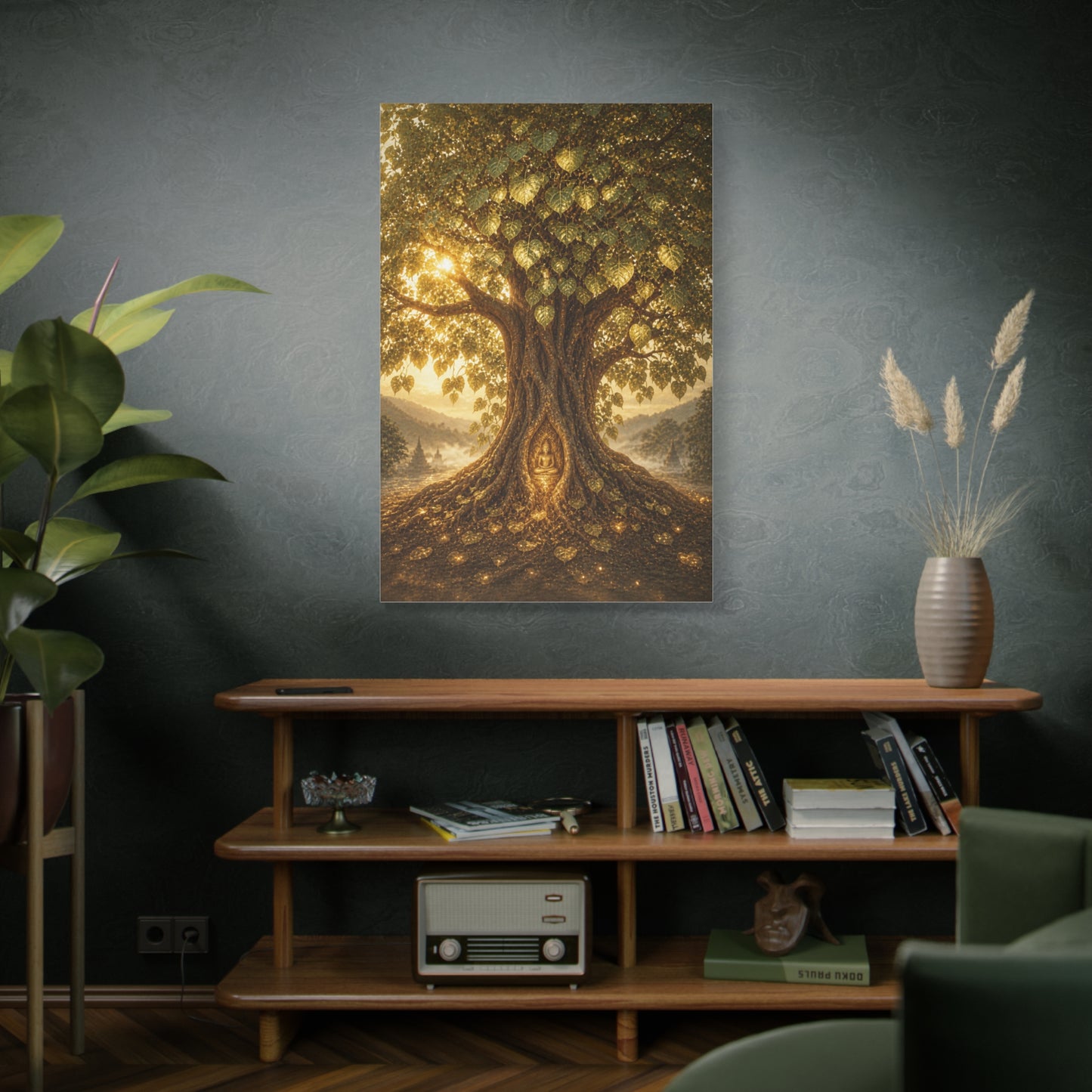 Golden Bodhi Tree Illumination Wall Art & Canvas Print