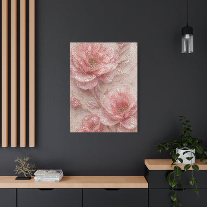 Crushed Glass Pink Floral Relief Wall Art & Canvas Print
