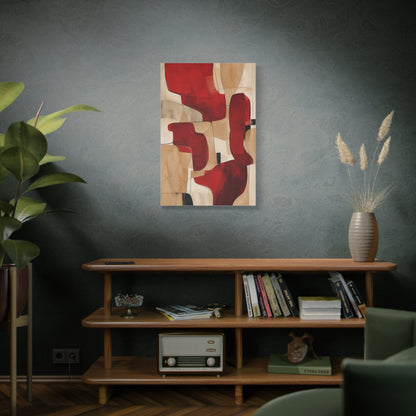 Modern Red and Beige Organic Abstract Wall Art & Canvas Print