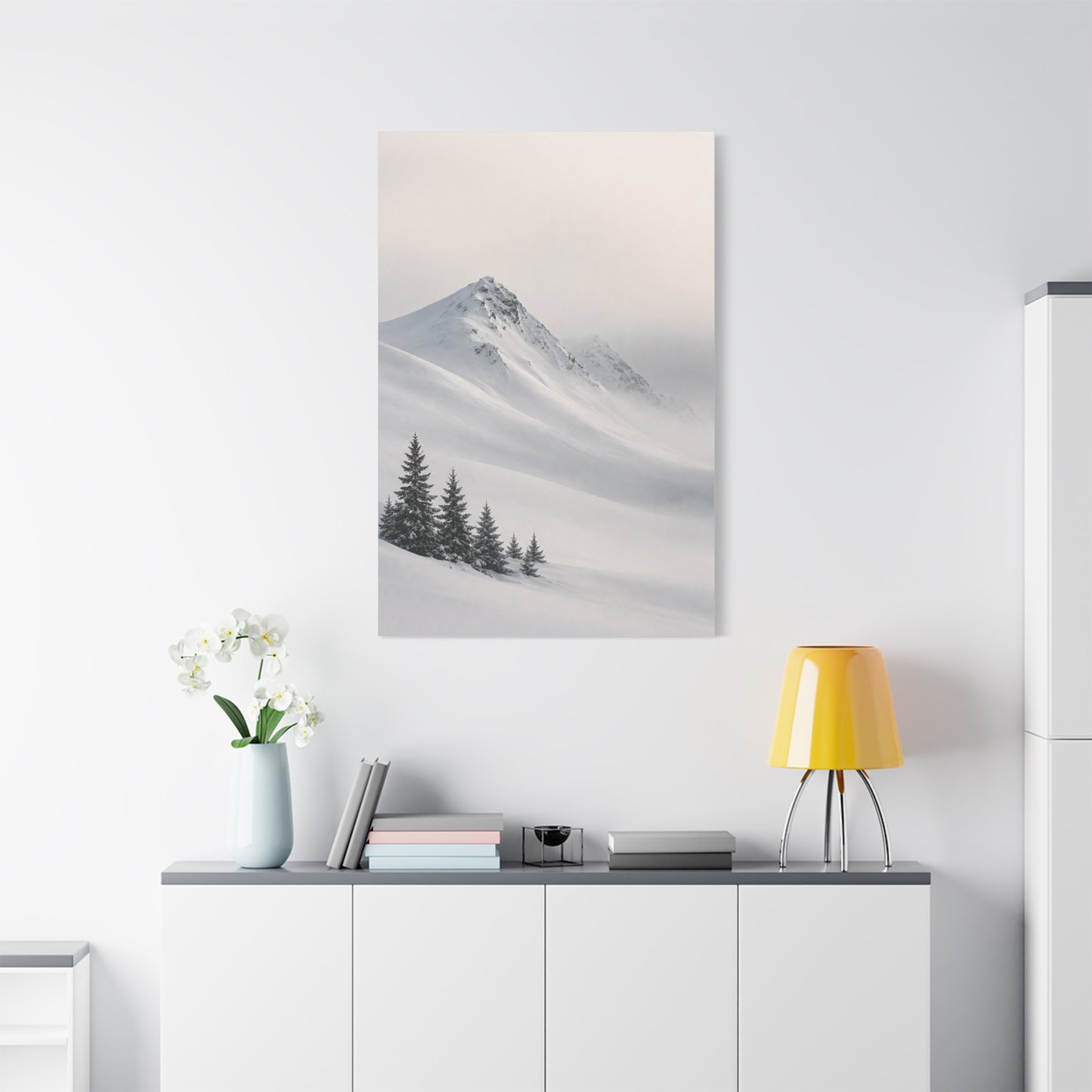 Snowy Mountain Ridge & Pines Wall Art & Canvas Print