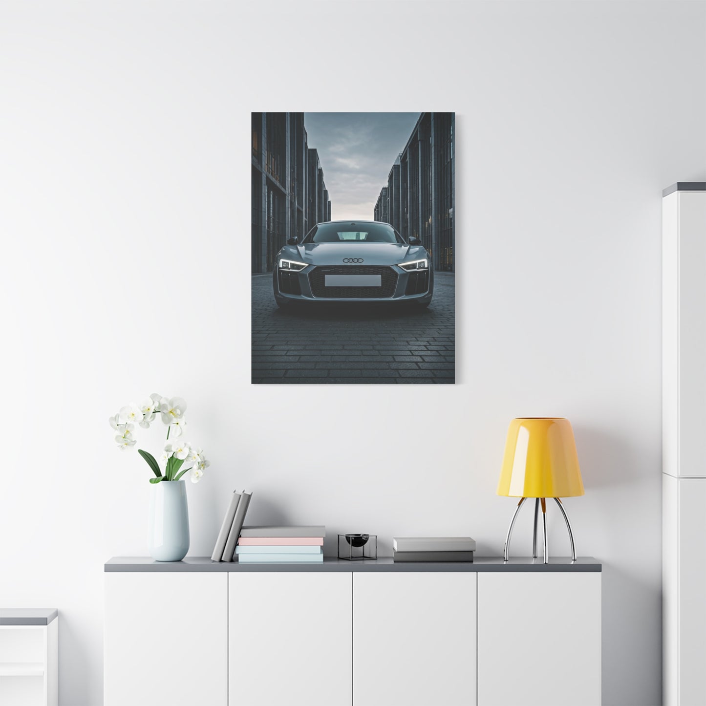 Audi R8 Berlin Minimalist Street Frame Wall Art & Canvas Prints
