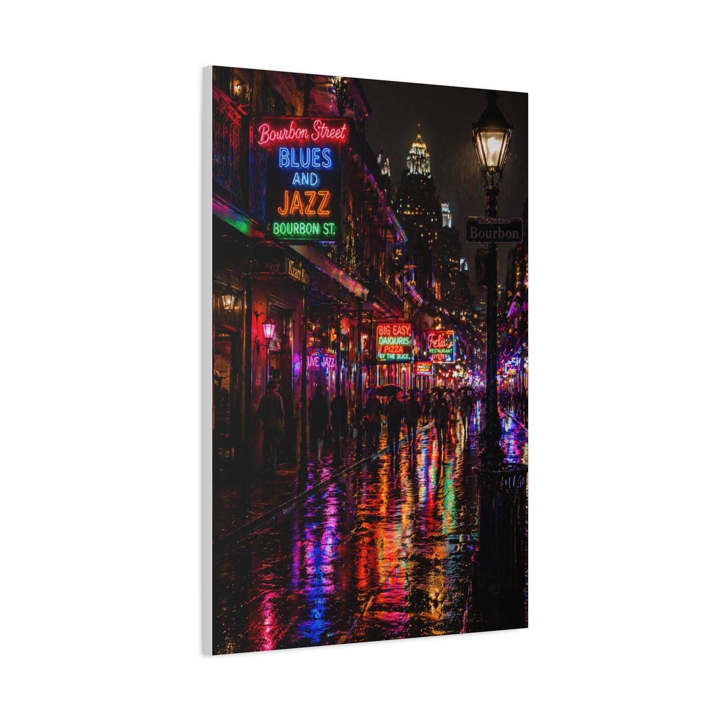 Bourbon Street Neon Rain Night Wall Art & Canvas Print