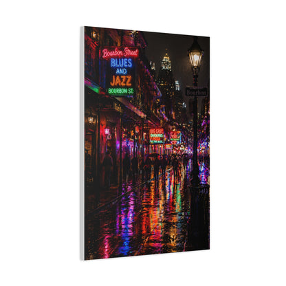 Bourbon Street Neon Rain Night Wall Art & Canvas Print