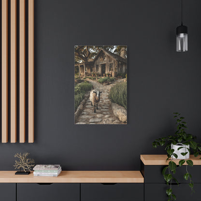 Farmhouse Garden Path with Goat Wall Art & Canvas Print