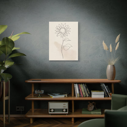 Minimal Line Art Sunflower Wall Art & Canvas Print