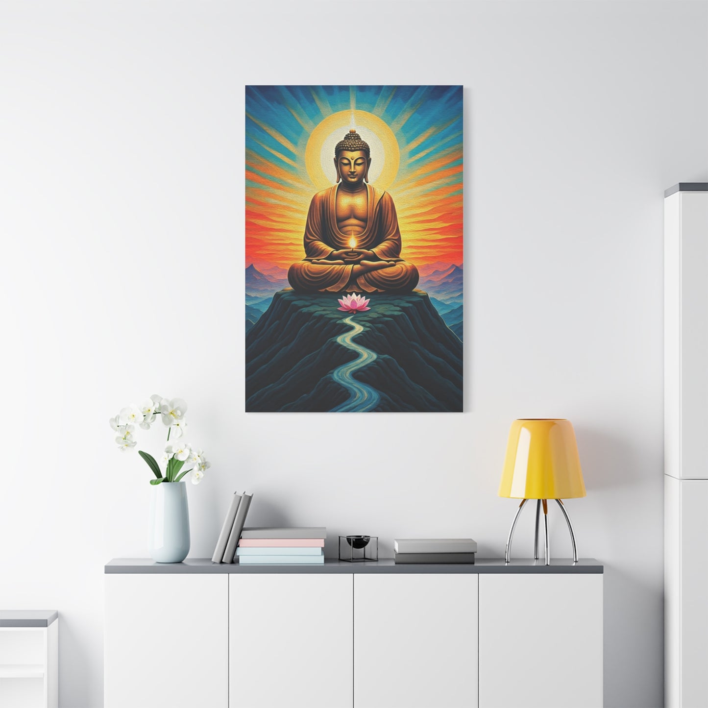 Meditative Buddha with Lotus Path