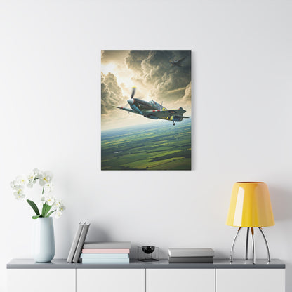 Classic Propeller Plane Over Open Fields Wall Art & Canvas Prints
