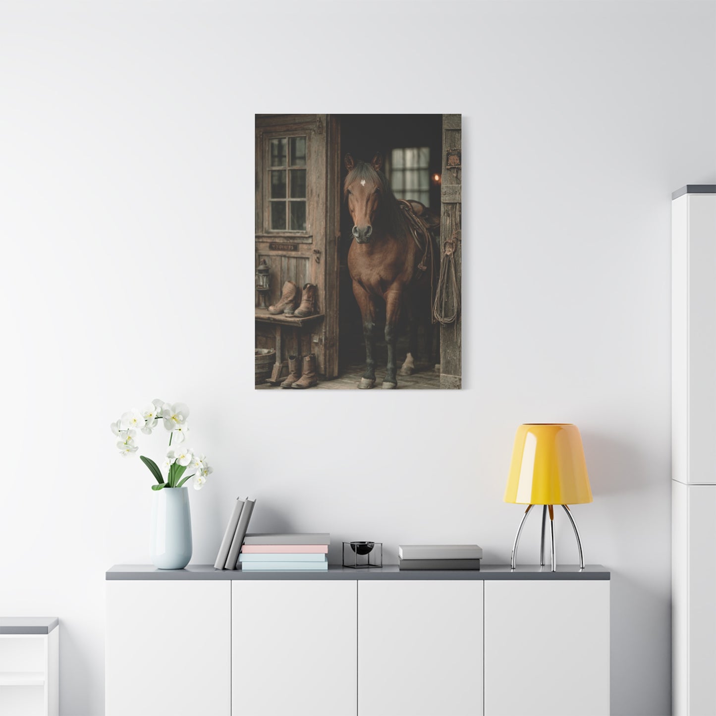 Rustic Stable Horse Portrait Wall Art & Canvas Print
