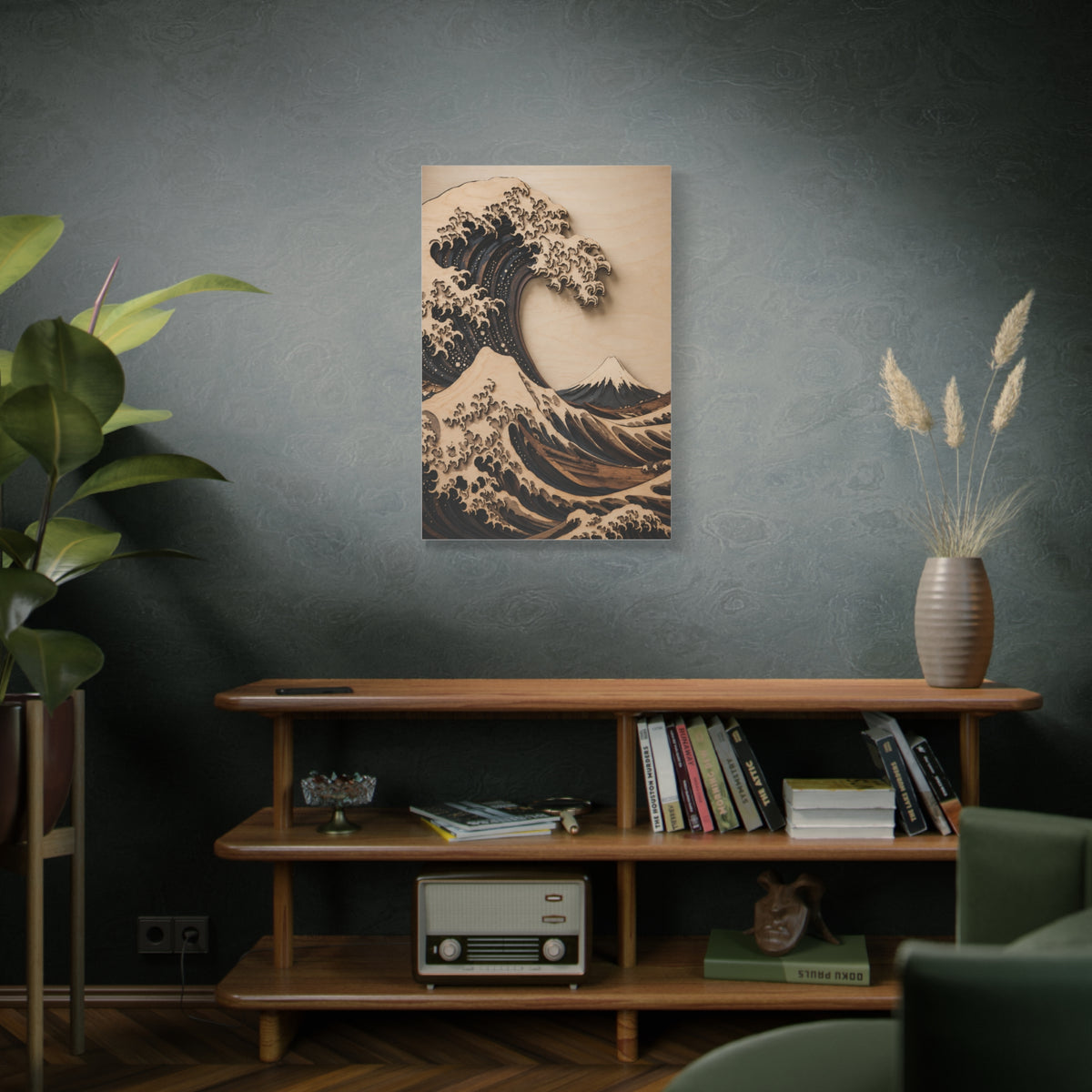 Layered Wood Great Wave Relief Wall Art & Canvas Print