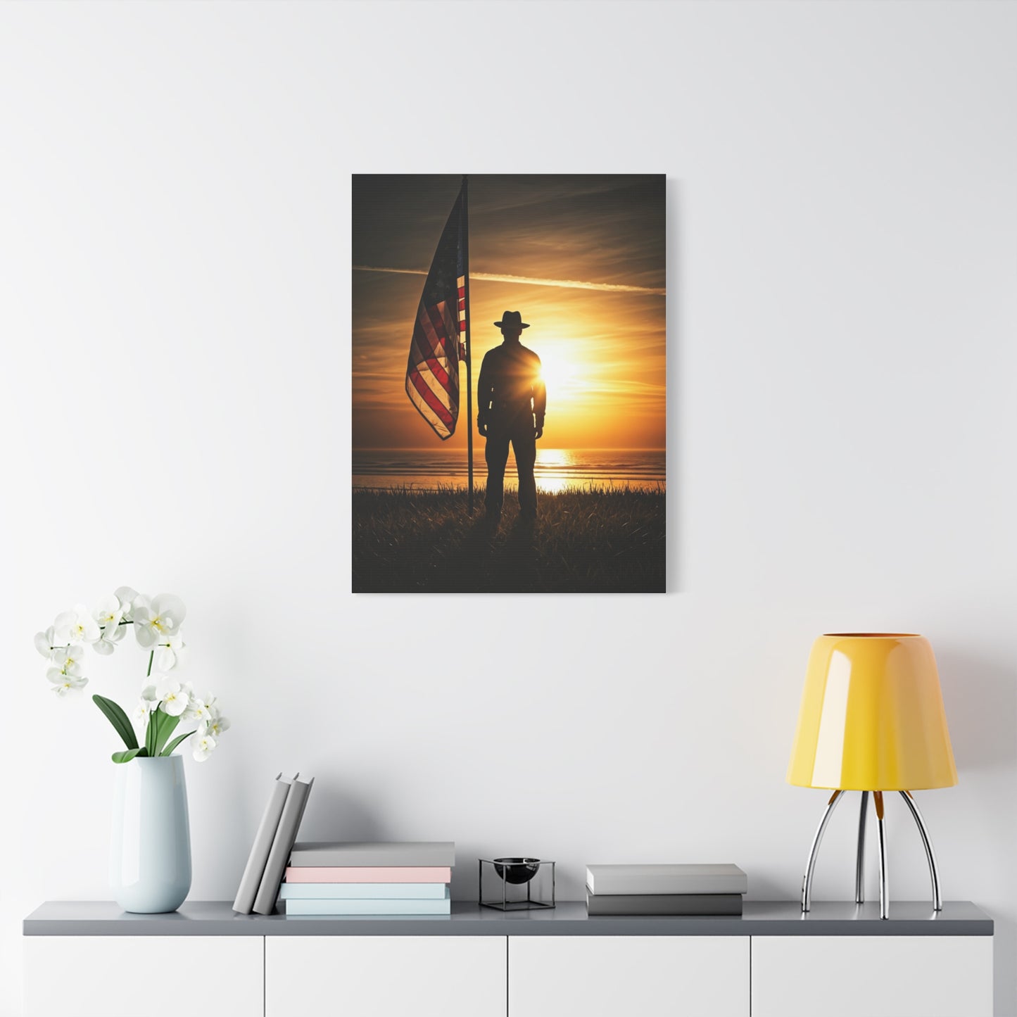 Sunset Veteran Tribute Flag Wall Art & Canvas Prints