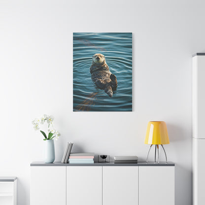 Otter Floating on Water Wall Art & Canvas Prints