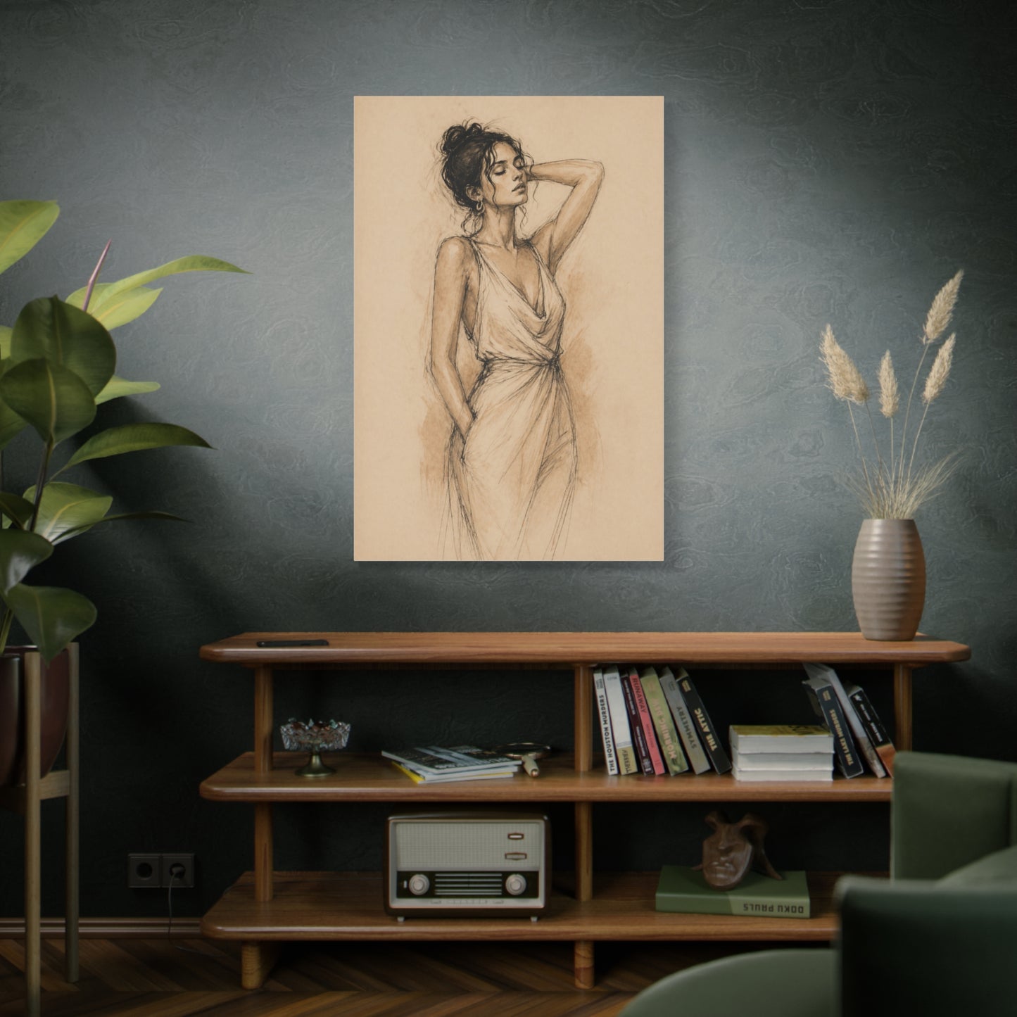 Elegant Charcoal Figure Study Wall Art & Canvas Print