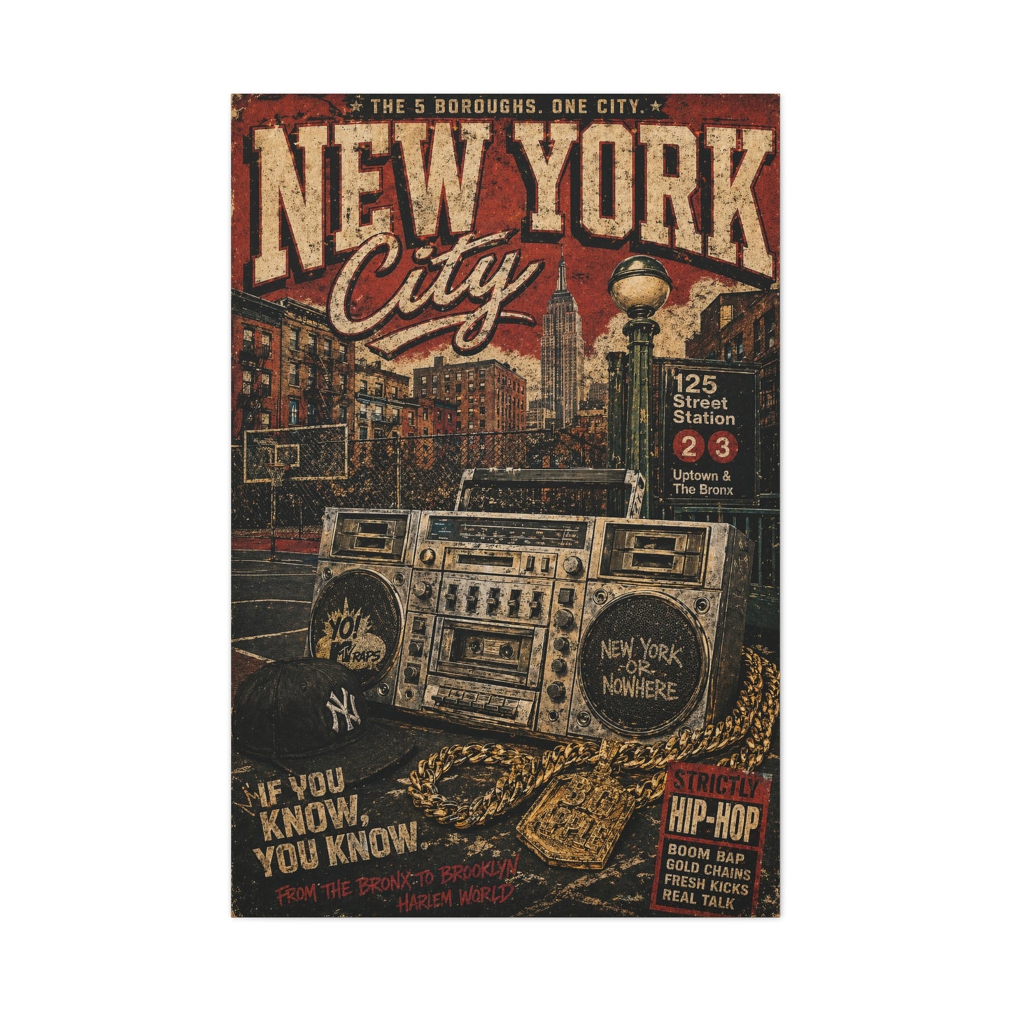 Vintage Hip Hop NYC Poster Scene Wall Art & Canvas Print