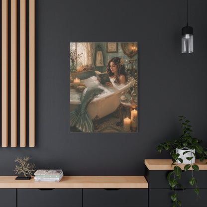 Vintage Bath Mermaid Reading Wall Art & Canvas Print