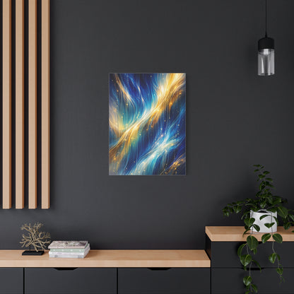 Blue-and-Gold Rain Abstract Wall Art & Canvas Print