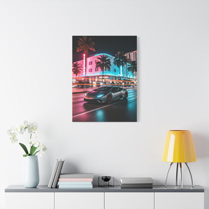 Lamborghini Huracán Neon Miami Nights Wall Art & Canvas Prints