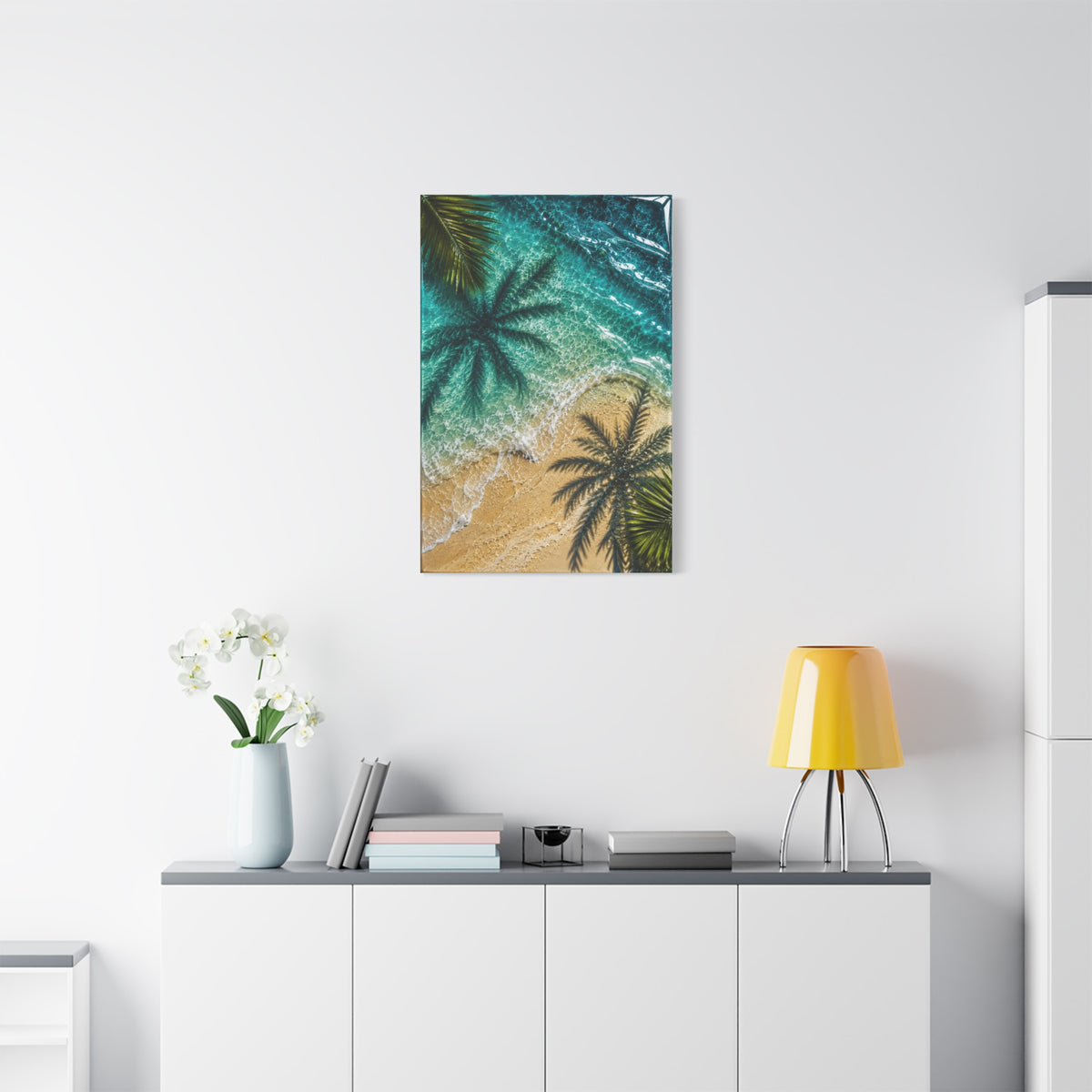 Aerial Coastal Palm Shadows Tropical Wall Art & Canvas Print