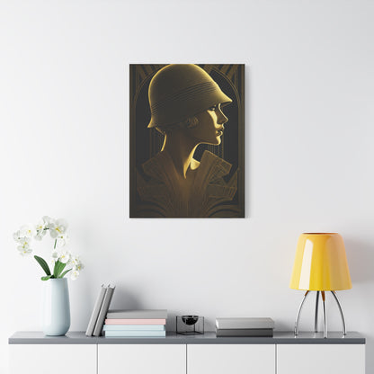 Golden Deco Profile Woman Wall Art & Canvas Prints