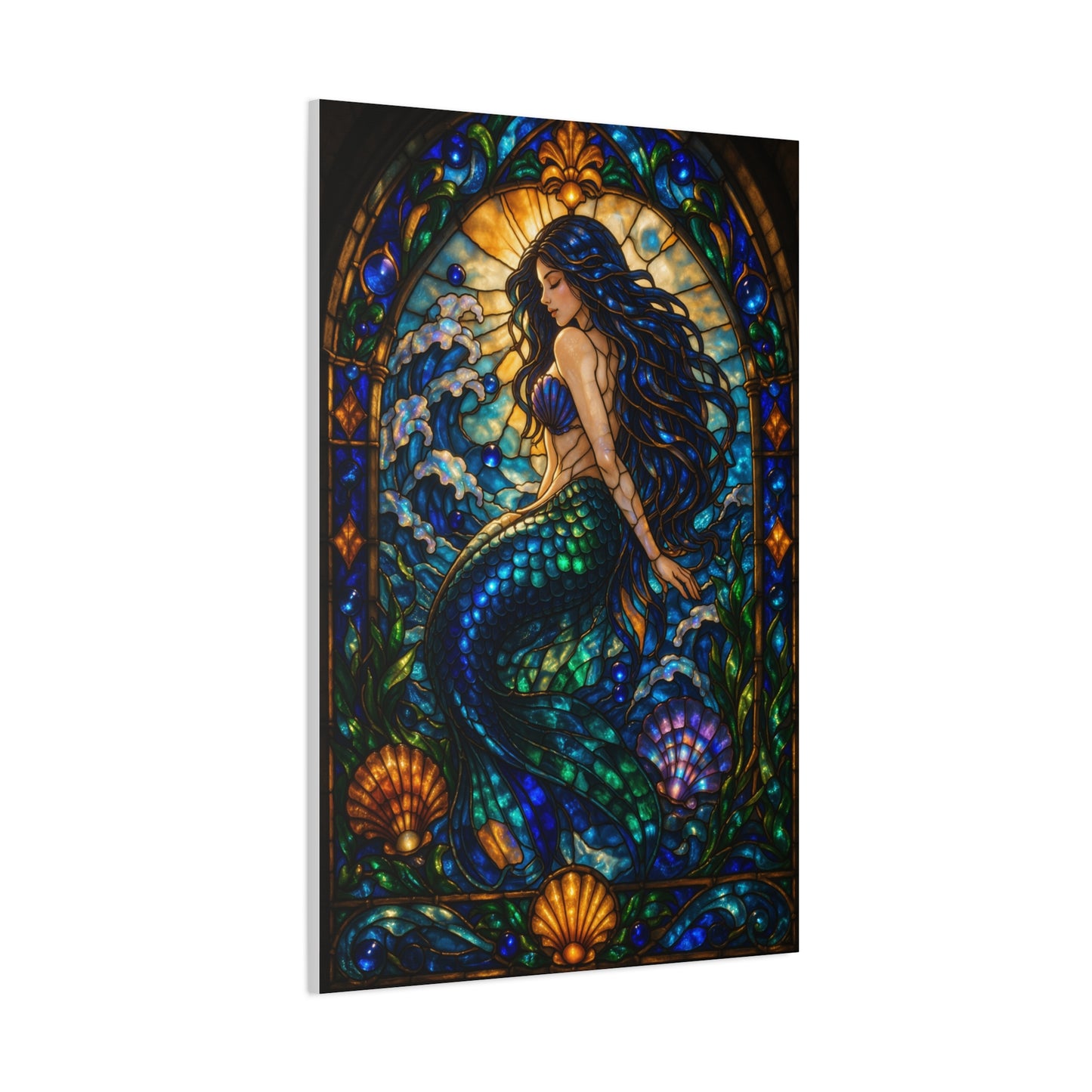 Stained Glass Ocean Siren Wall Art & Canvas Print