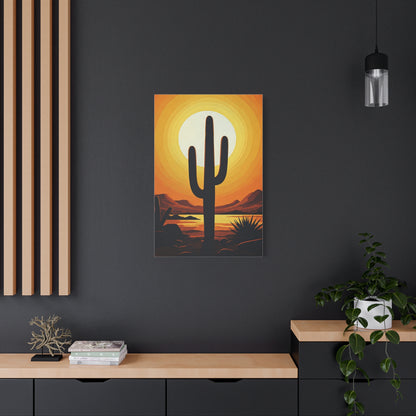 Retro Desert Sunset Cactus Silhouette Wall Art & Canvas Prints