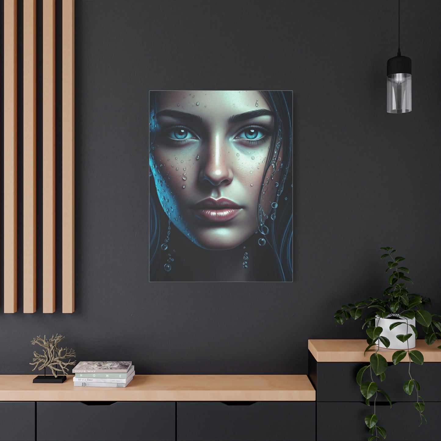 Intimate Blue Portrait with Beaded Accents Wall Art & Canvas Prints