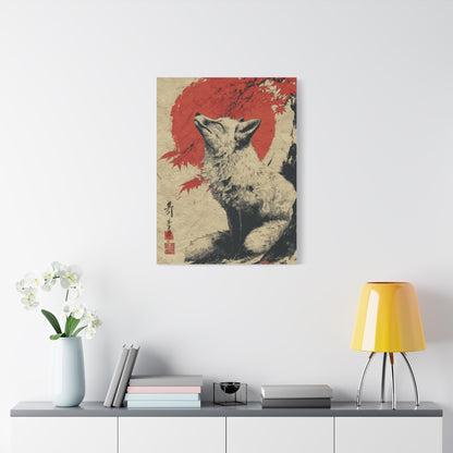 Japanese Ink Fox Minimalism Wall Art & Canvas Print