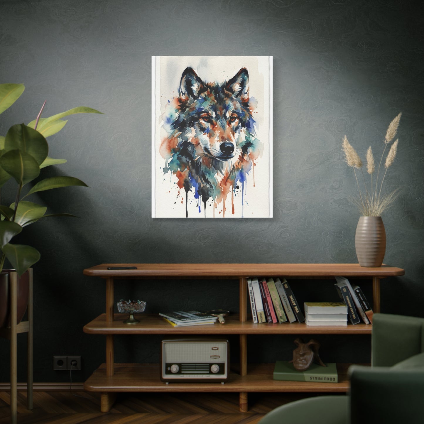 Watercolor Expression Wolf Portrait Abstract Wall Art & Canvas Print