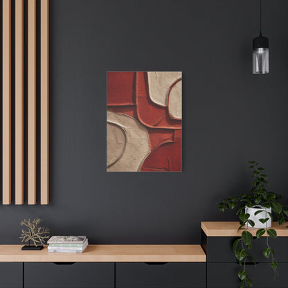 Red and Beige Sculptural Minimal Abstraction Wall Art & Canvas Print
