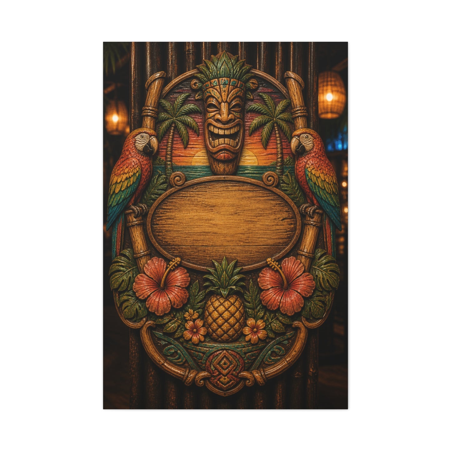 Tropical Tiki Bar Crest Wall Art & Canvas Print