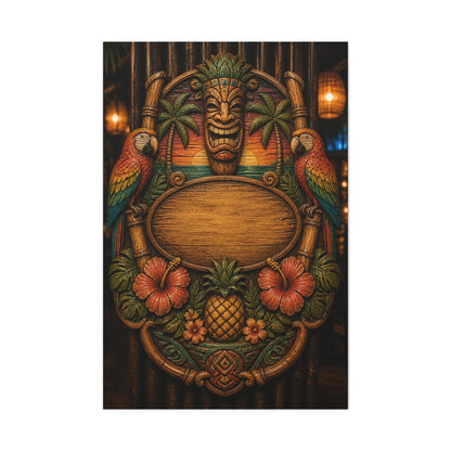 Tropical Tiki Bar Crest Wall Art & Canvas Print