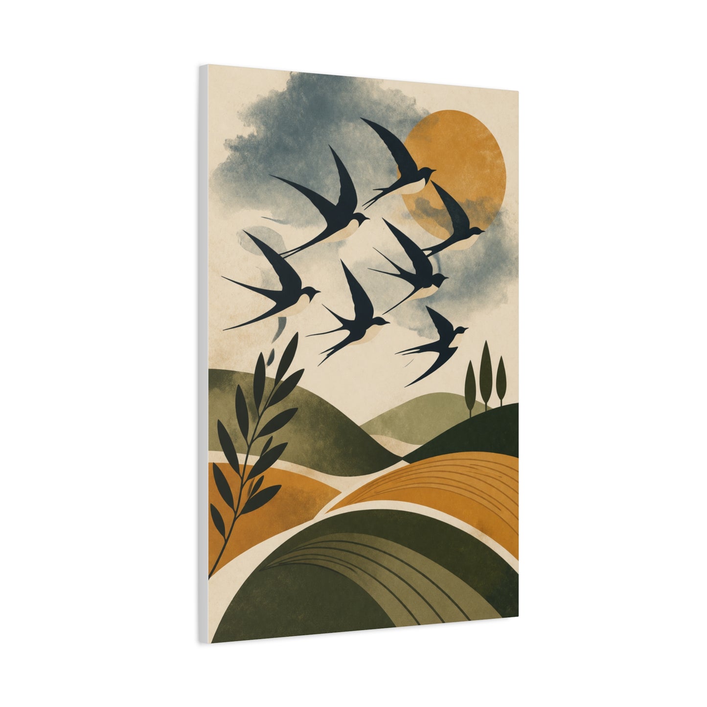 Minimalist Bird Silhouette Landscape Wall Art & Canvas Print