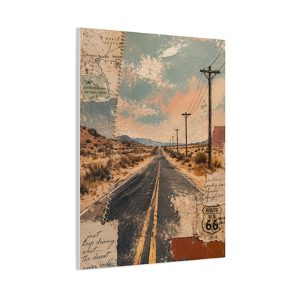Route 66 Desert Collage Landscape Wall Art & Canvas Print