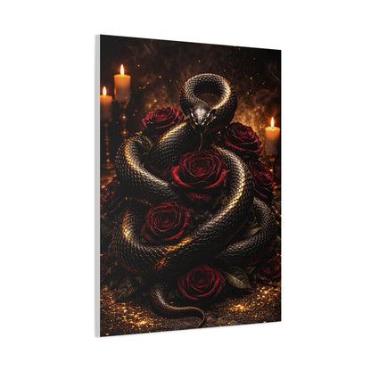 Black Serpent Crimson Rose Gold Wall Art & Canvas Print