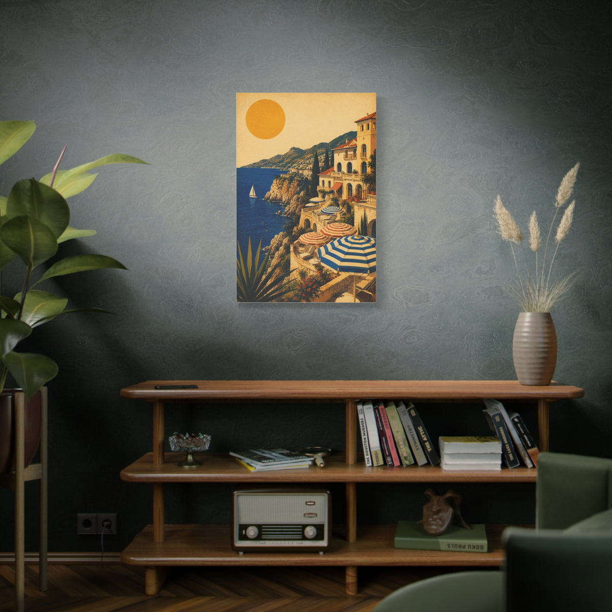 Riviera Coastal Terrace Poster Wall Art & Canvas Print