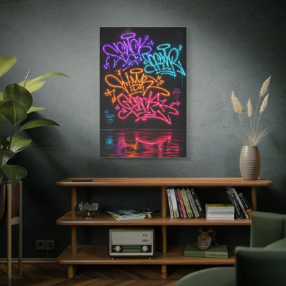 Neon Graffiti Tags Urban Glow Street Wall Art & Canvas Print