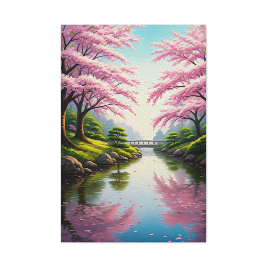 Sakura River Garden Reflection Wall Art & Canvas Prints