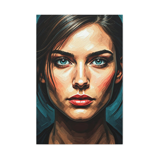 Piercing Azure Gaze Portrait Wall Art & Canvas Print