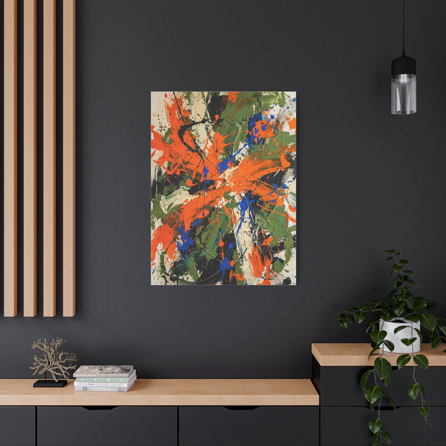 Expressionist Orange Burst Action Painting Wall Art & Canvas Print