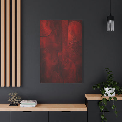Sculptural Red Plaster Geometry Wall Art & Canvas Print