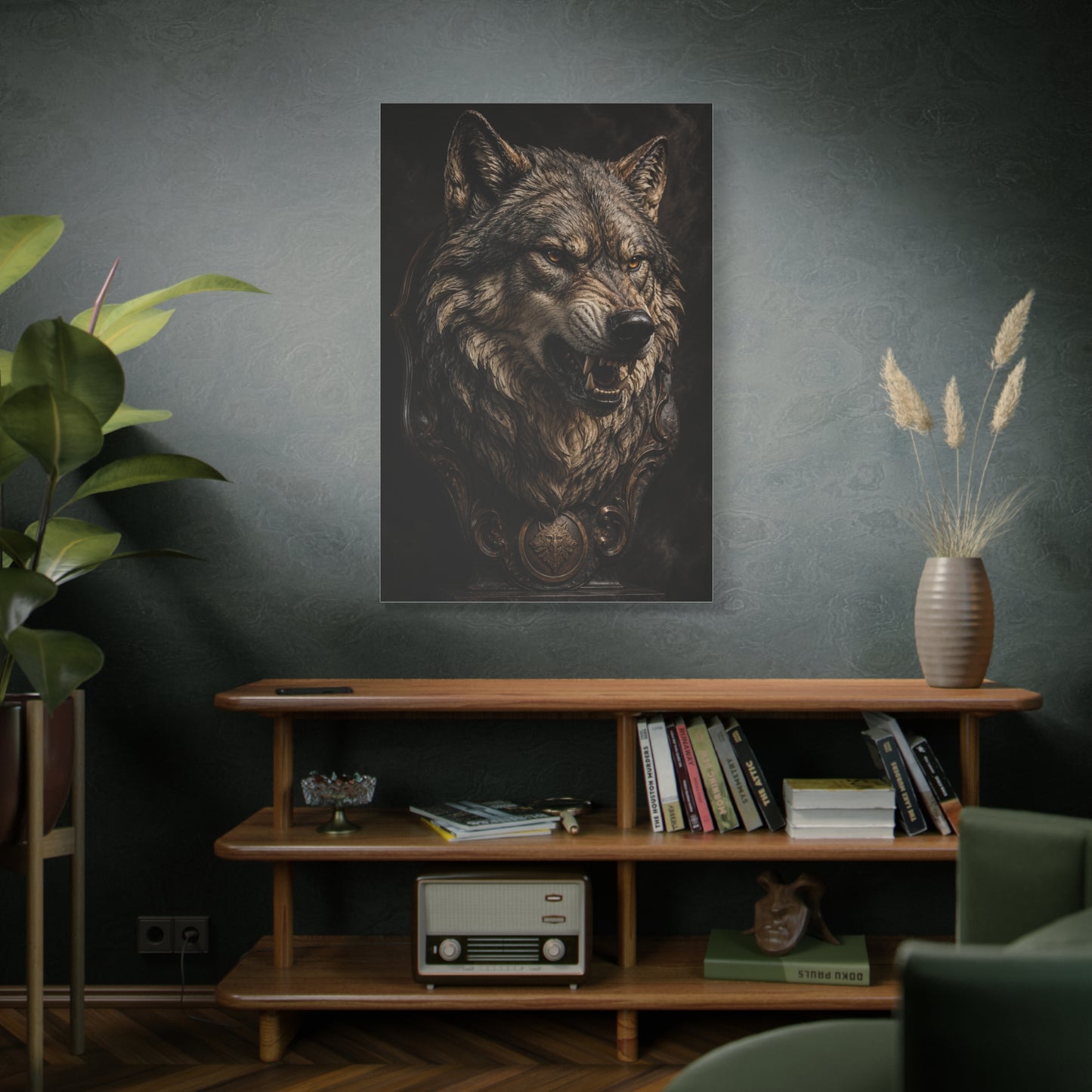 Baroque Gothic Wolf Head Sculpture Portrait Wall Art & Canvas Print