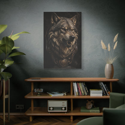 Baroque Gothic Wolf Head Sculpture Portrait Wall Art & Canvas Print
