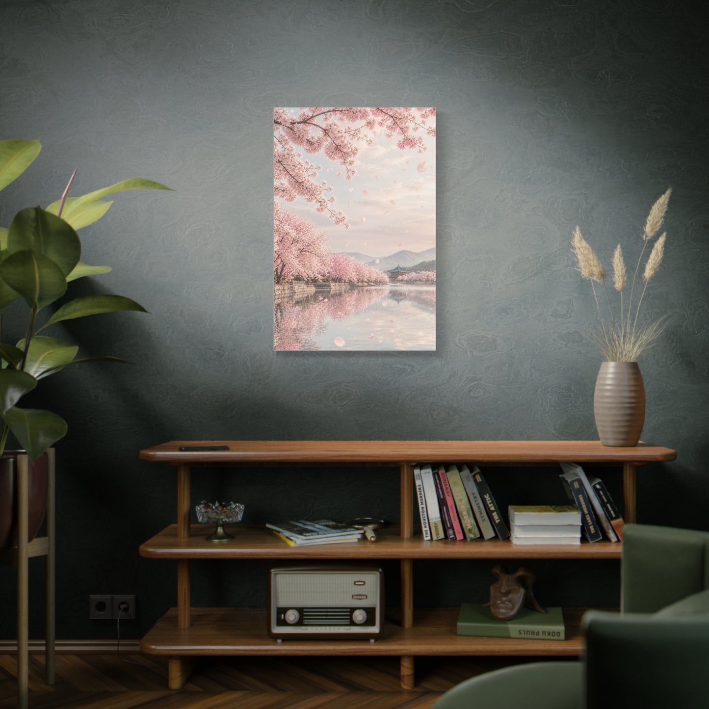 Cherry Blossom Reflection Landscape Wall Art & Canvas Print