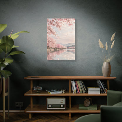 Cherry Blossom Reflection Landscape Wall Art & Canvas Print