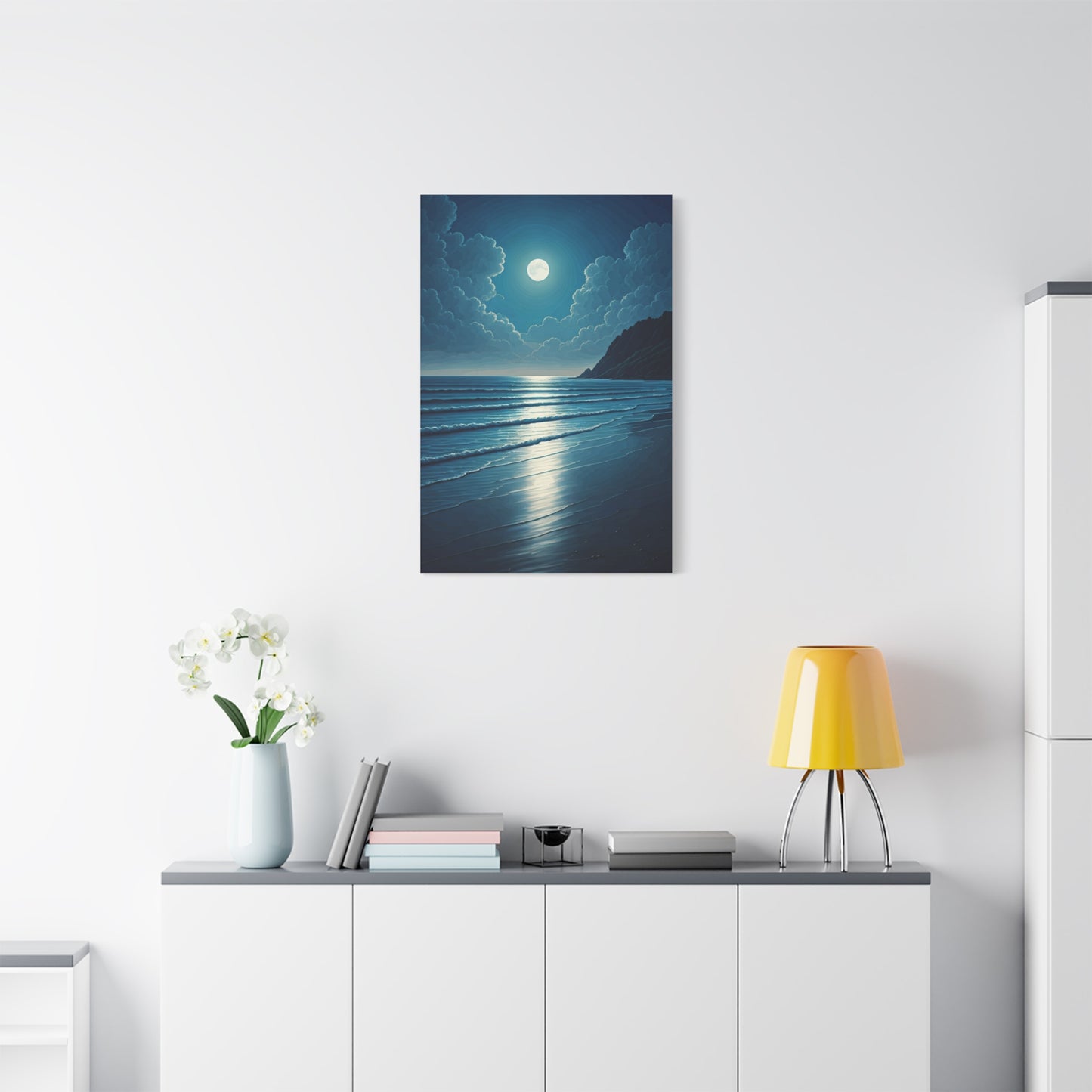 Moonlit Ocean Horizon Night Wall Art & Canvas Prints