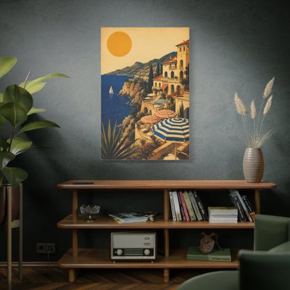 Riviera Coastal Terrace Poster Wall Art & Canvas Print