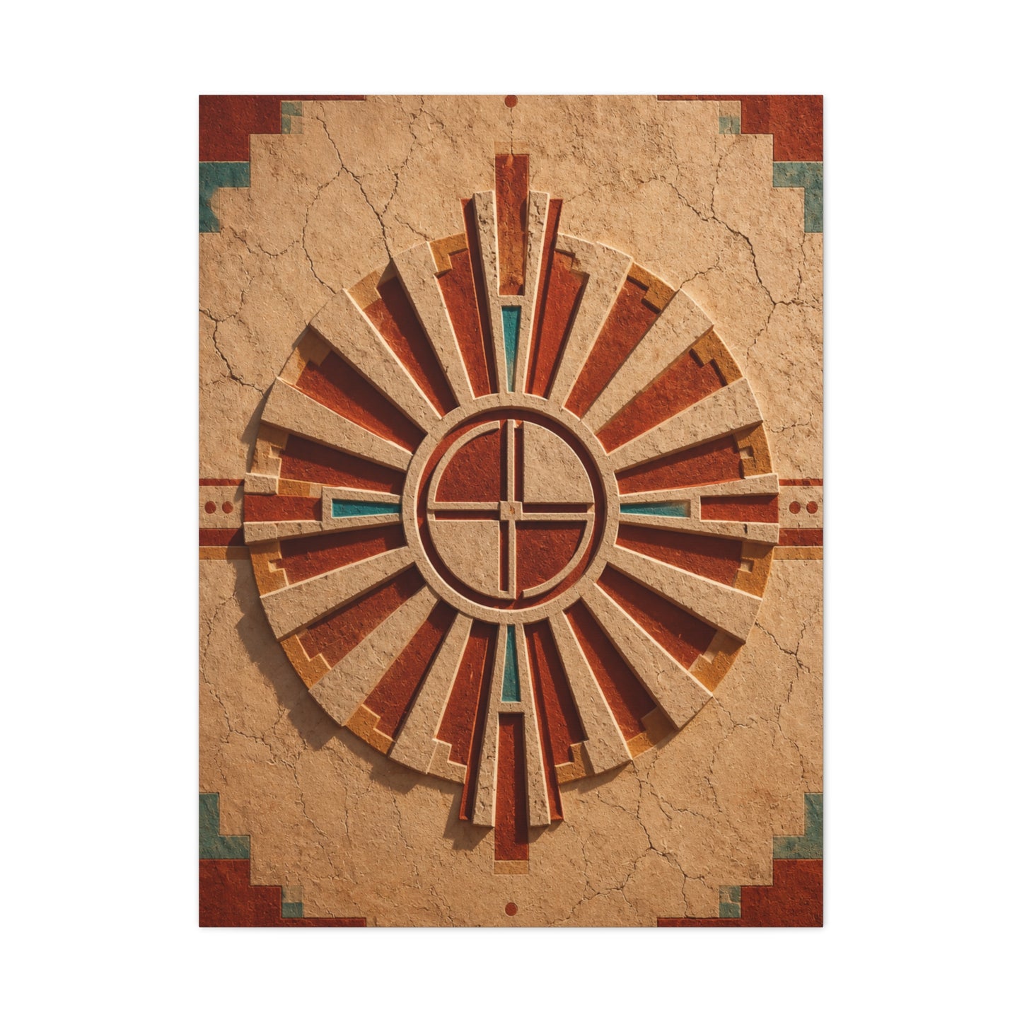 Sacred Sunburst Geometry Southwest Wall Art & Canvas Print