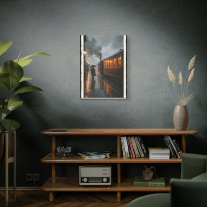 Rainy Train Platform Nostalgia Scene Wall Art & Canvas Print